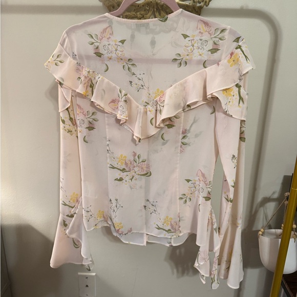 Saemdi date night Floral Ruffle Blouse - Cream - Picture 4 of 4